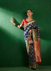 Womens Fashion Ethnic Navy Blue Color Sarees-MLSHWSA1267NBL0ONE